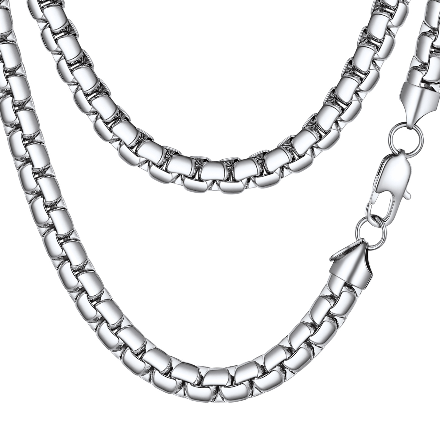 Stainless Steel 8MM Flat Square Chain Necklace