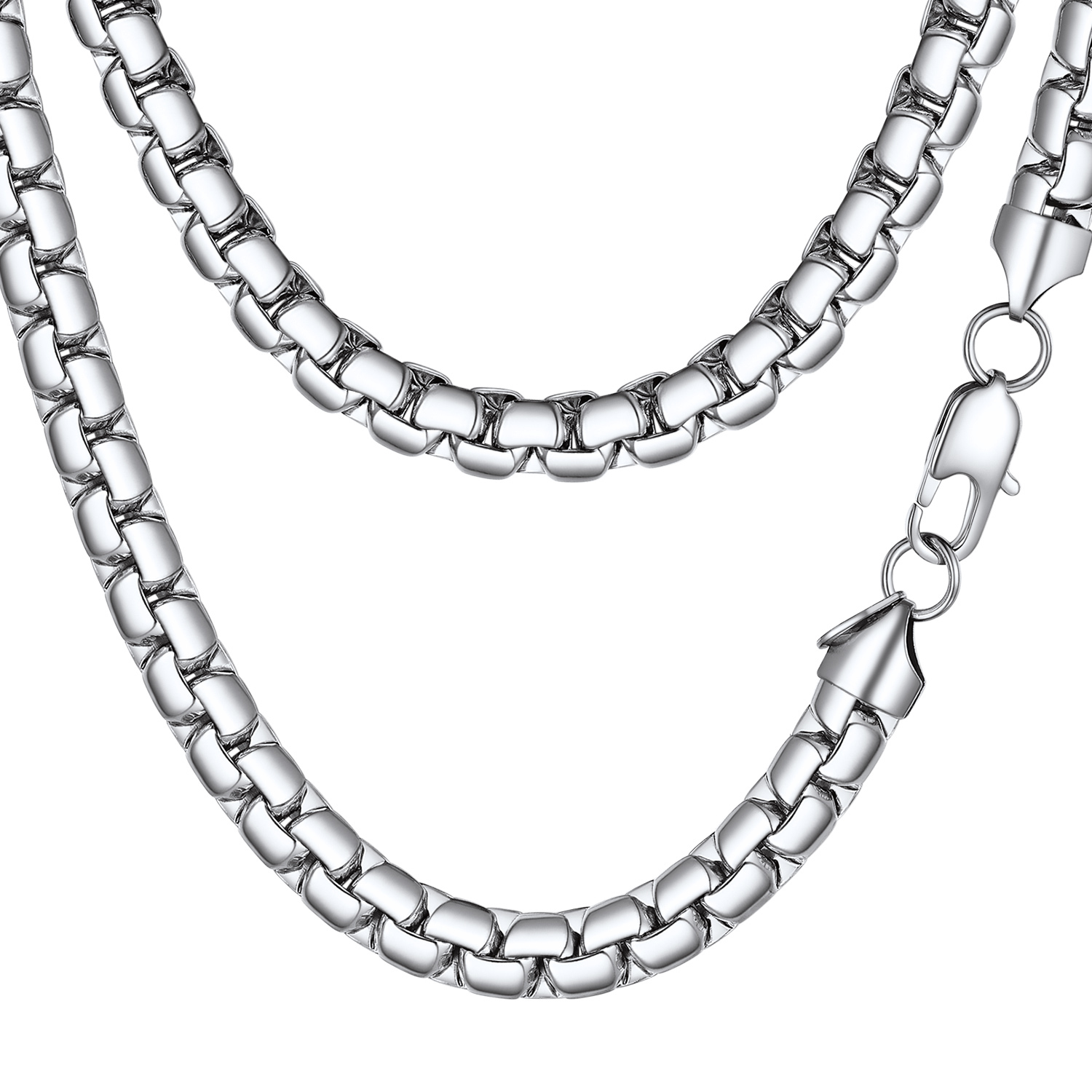 Stainless Steel 8MM Flat Square Chain Necklace