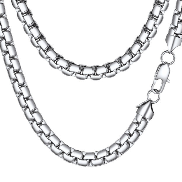 Stainless Steel 8MM Flat Square Chain Necklace