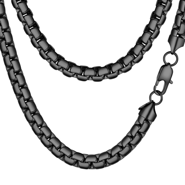 Stainless Steel 8MM Flat Square Chain Necklace