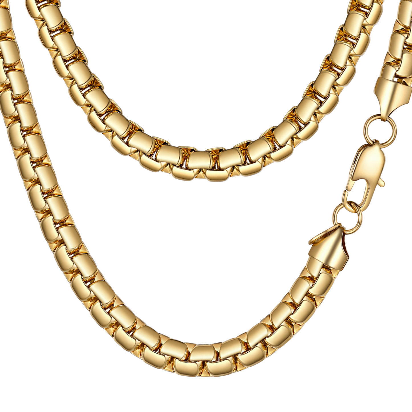 Stainless Steel 8MM Flat Square Chain Necklace