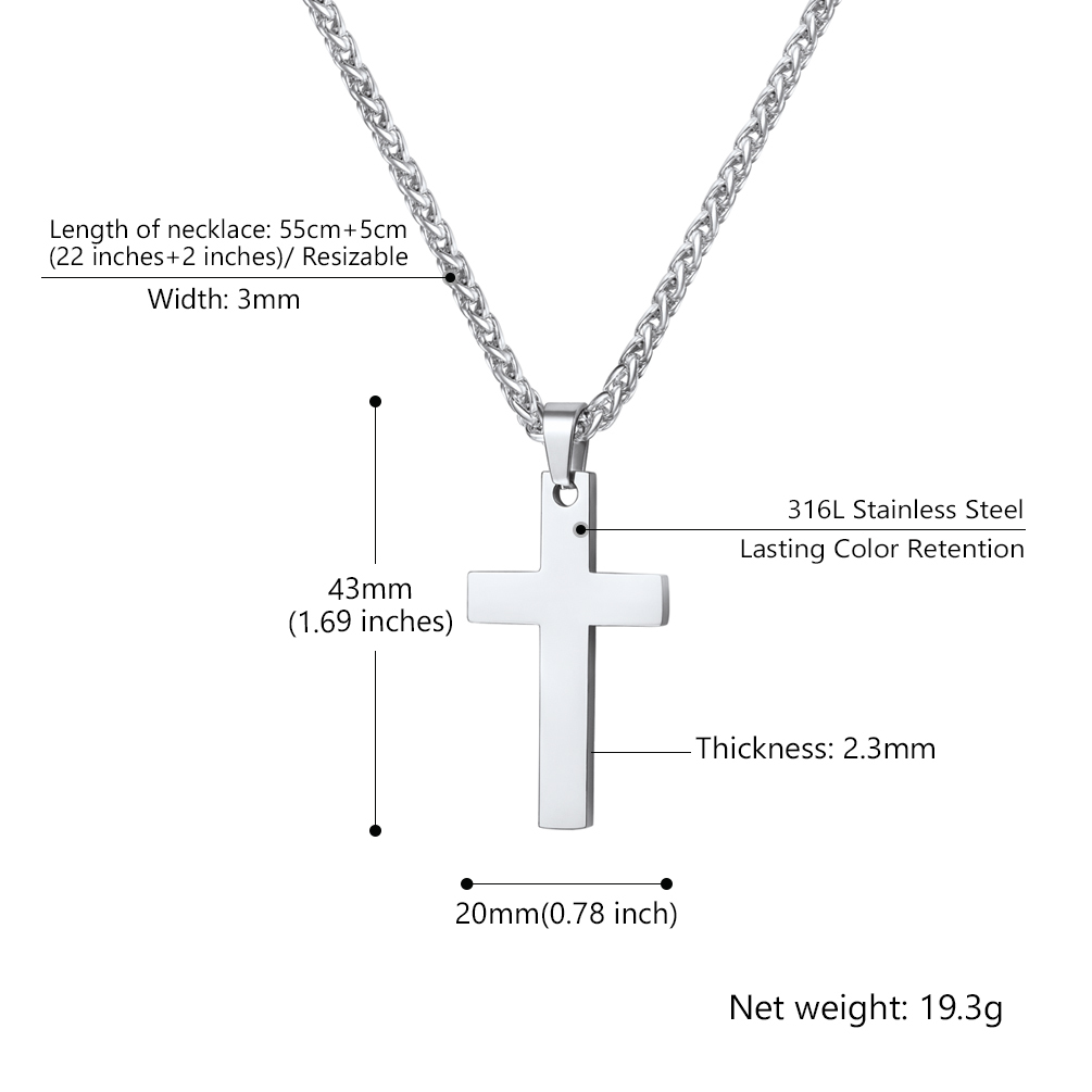 Stainless Steel Cross Pendant with Chain
