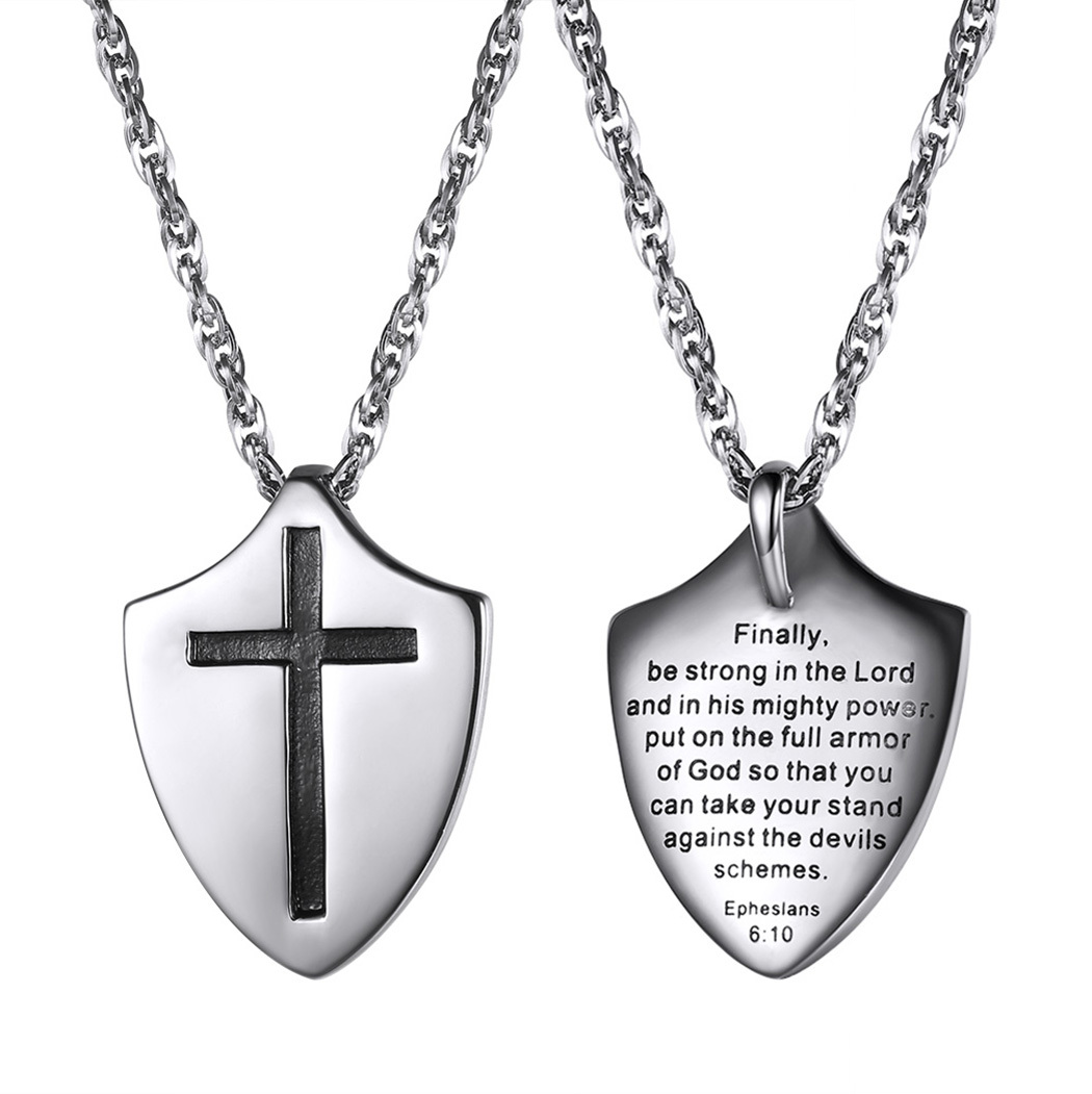 Stainless Steel Armor of God Necklace with Cross