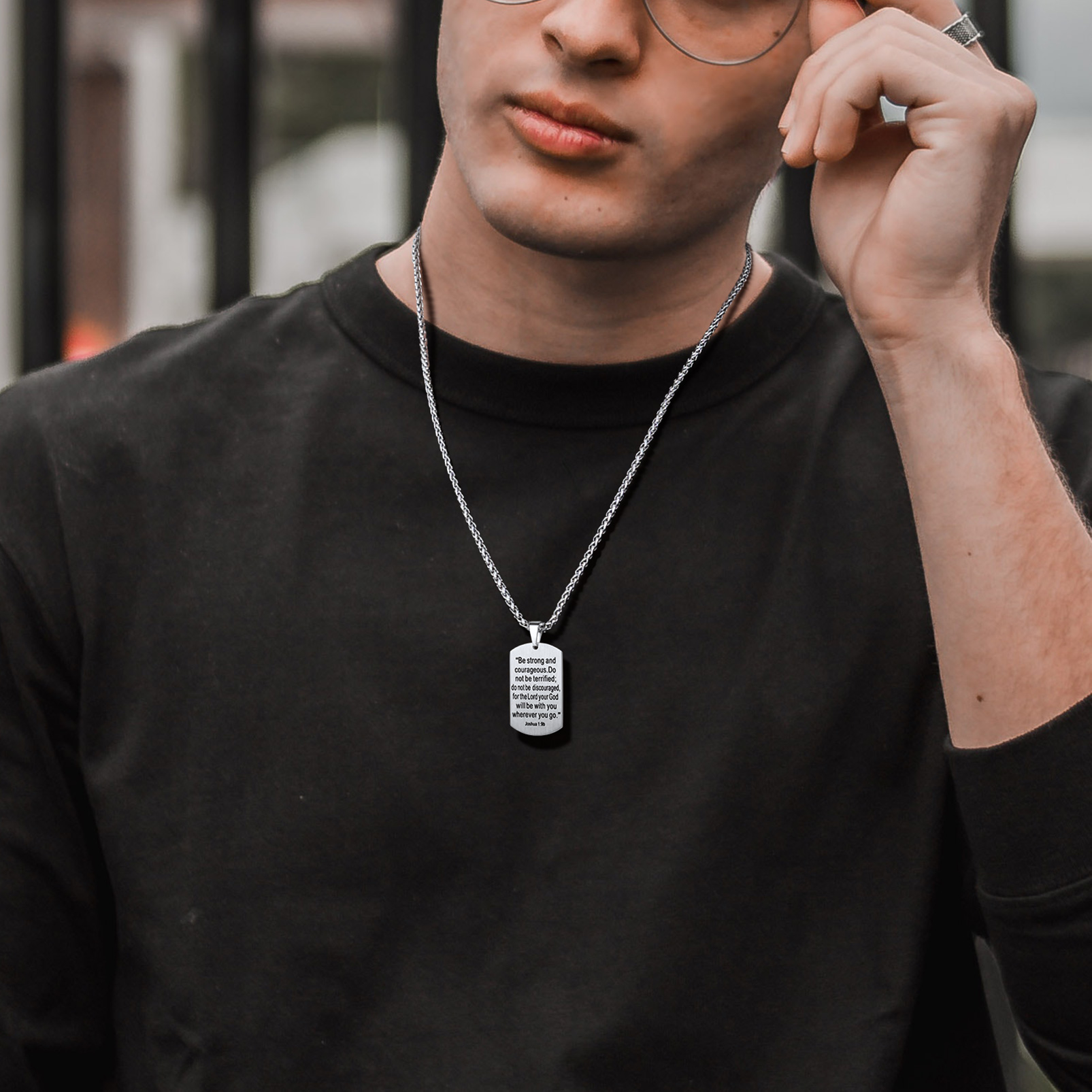 Black Cross Dogtag Necklace