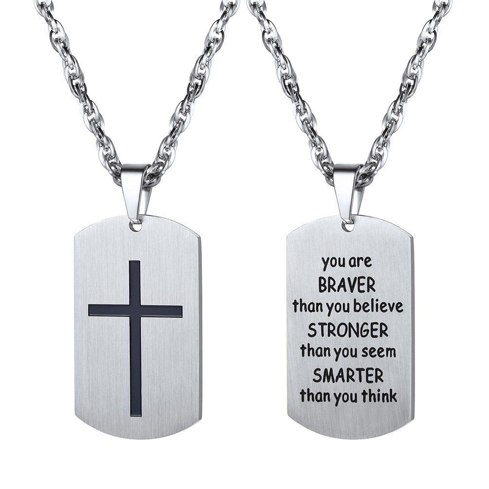 Black Cross Dogtag Necklace