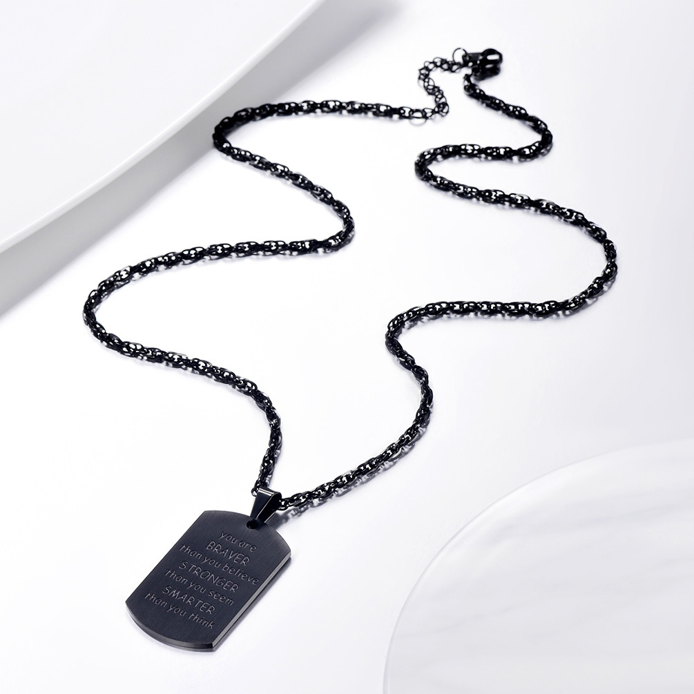 Black Cross Dogtag Necklace