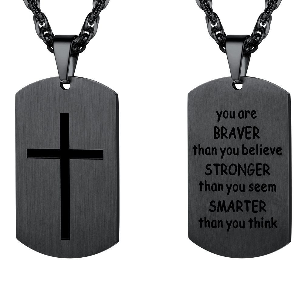 Black Cross Dogtag Necklace