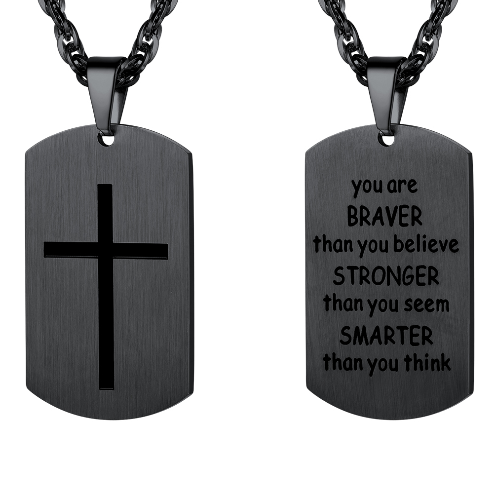 Black Cross Dogtag Necklace