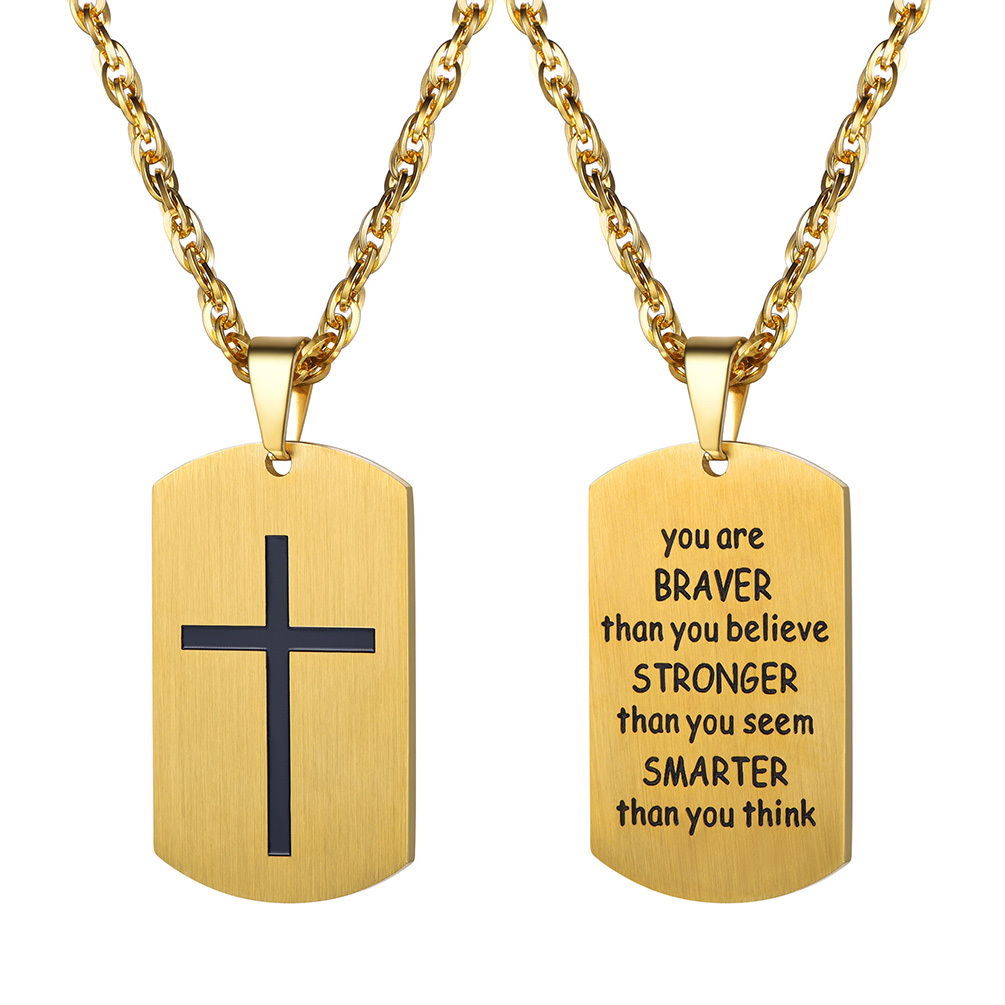 Black Cross Dogtag Necklace