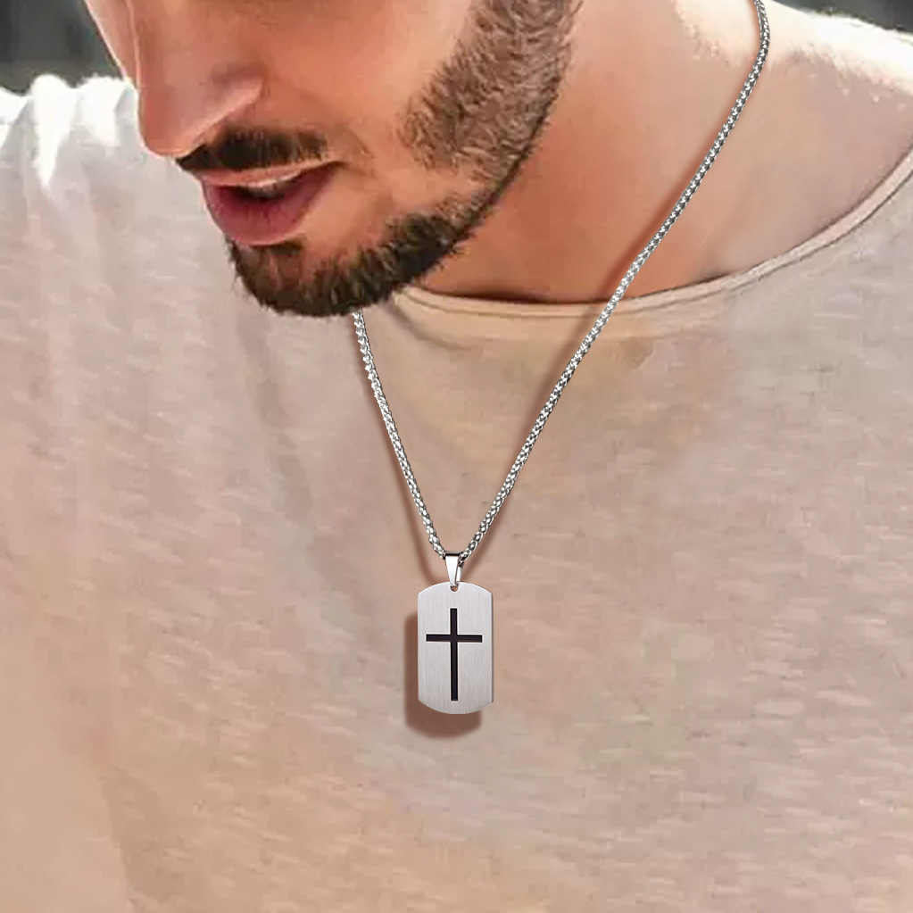 Cross Jewelry Dog Tag Necklace for Men