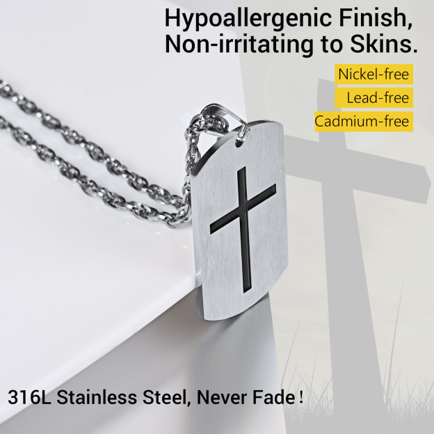 Hypoallergenic stainless steel cross necklace