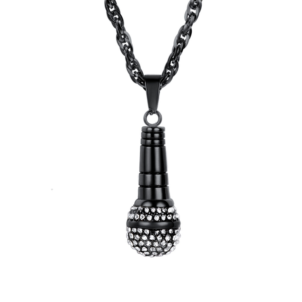 Steel Microphone Pendant Necklace