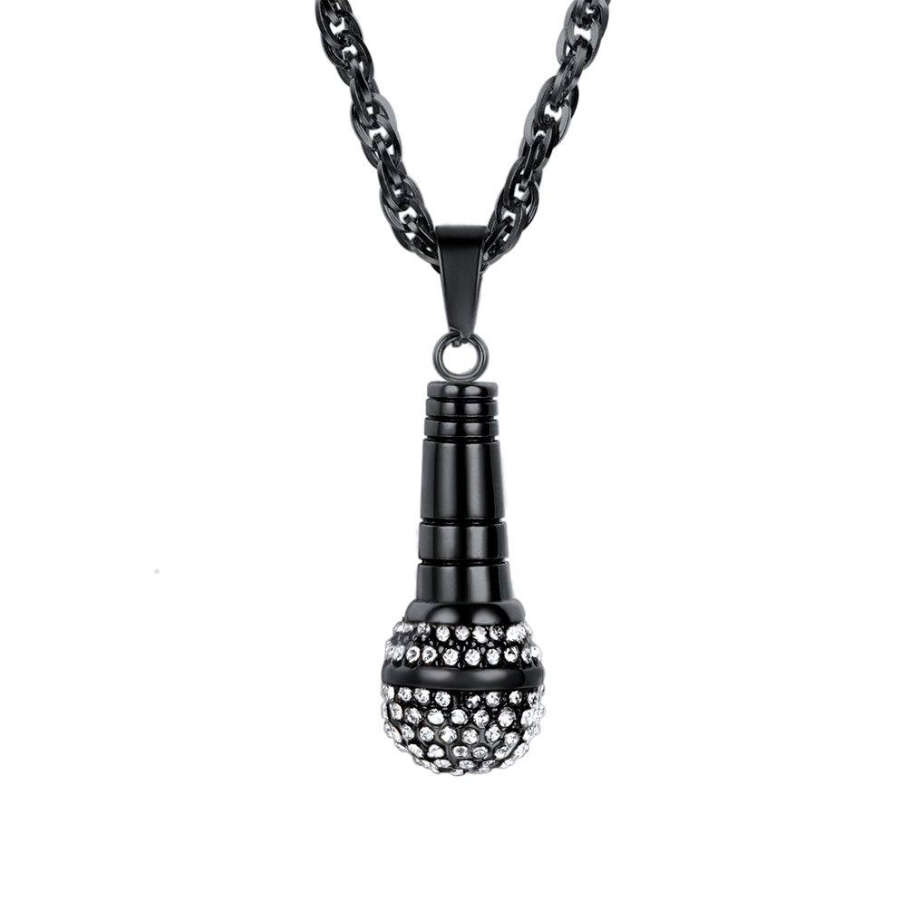 Steel Microphone Pendant Necklace