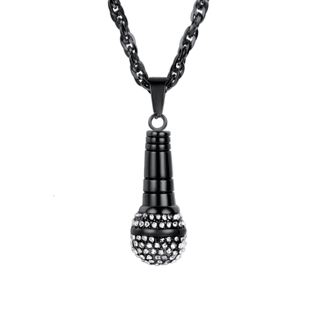Steel Microphone Pendant Necklace