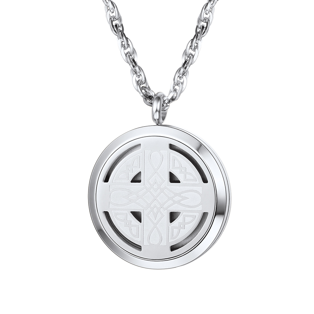 Diffuser Celtic knot cross locket Necklace