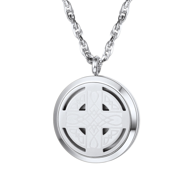 Diffuser Celtic knot cross locket Necklace