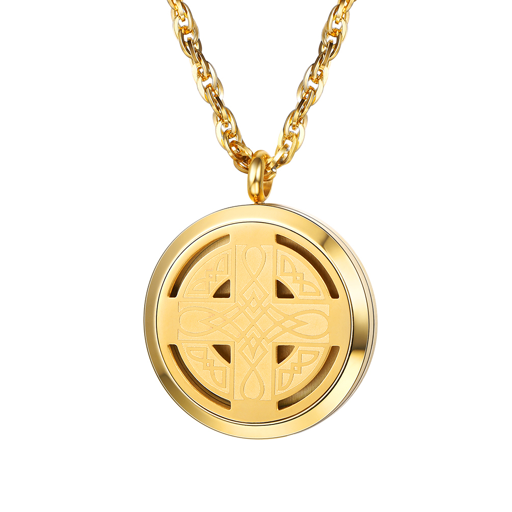 Diffuser Celtic knot cross locket Necklace