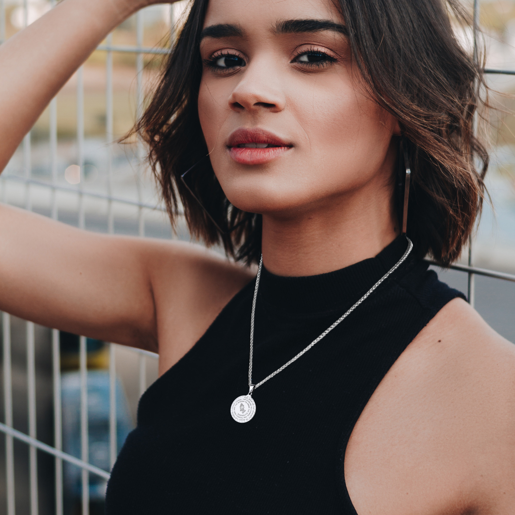 Praying Hands Pendant Necklace Styled for Women