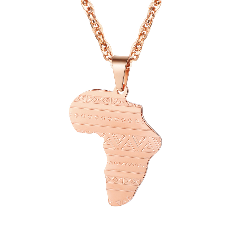Africa Pendant Necklace Rose Gold