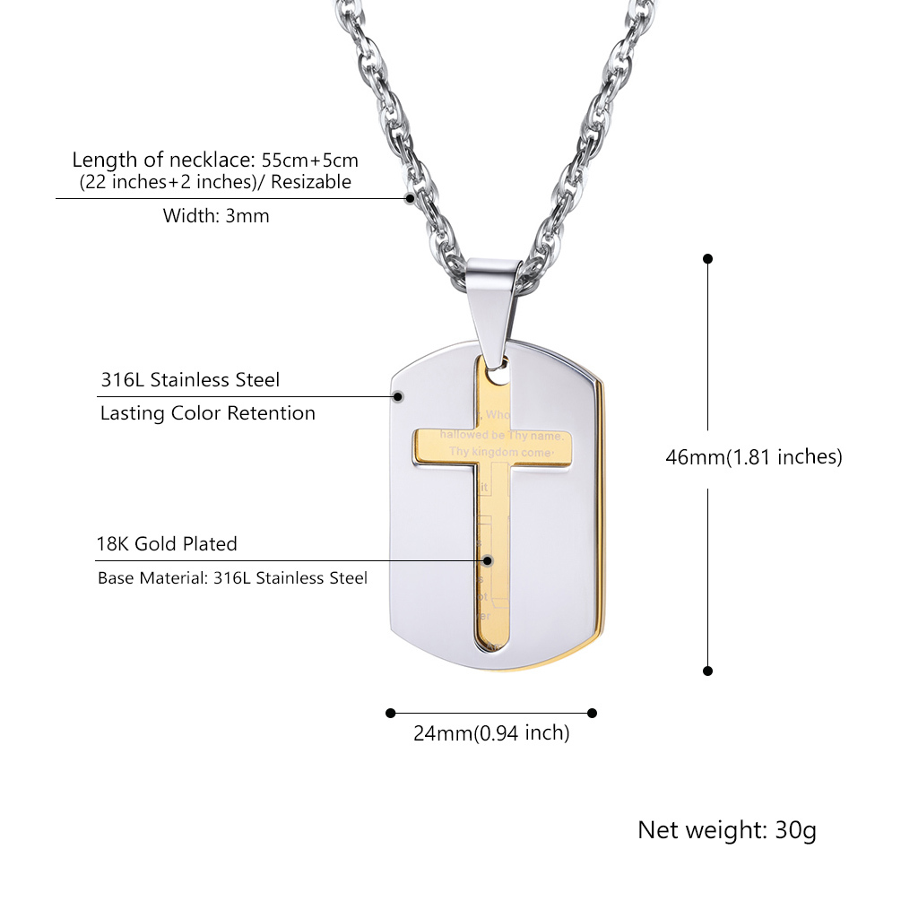 Stainless Steel Cross Dogtag Pendant