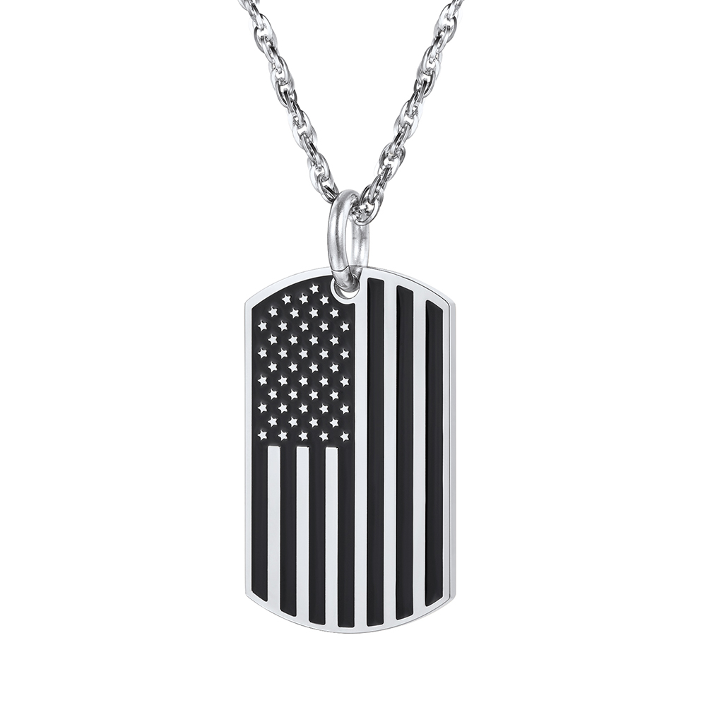 USA Flag Dog Tag Necklace