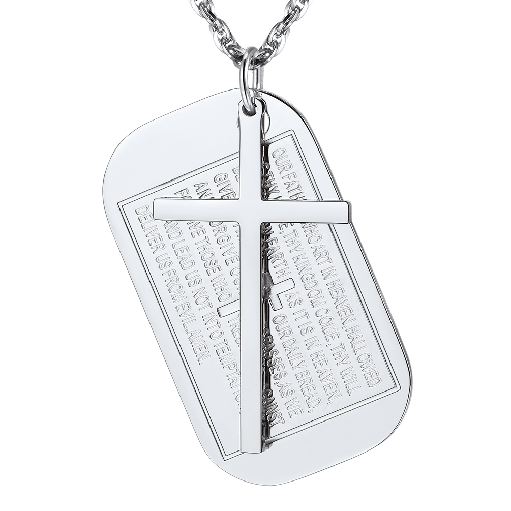 Black Cross Dogtag Christian Pendant