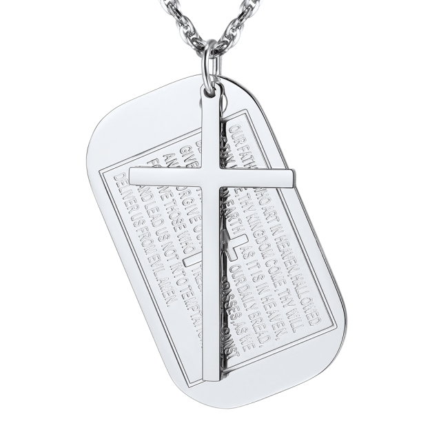 Black Cross Dogtag Christian Pendant
