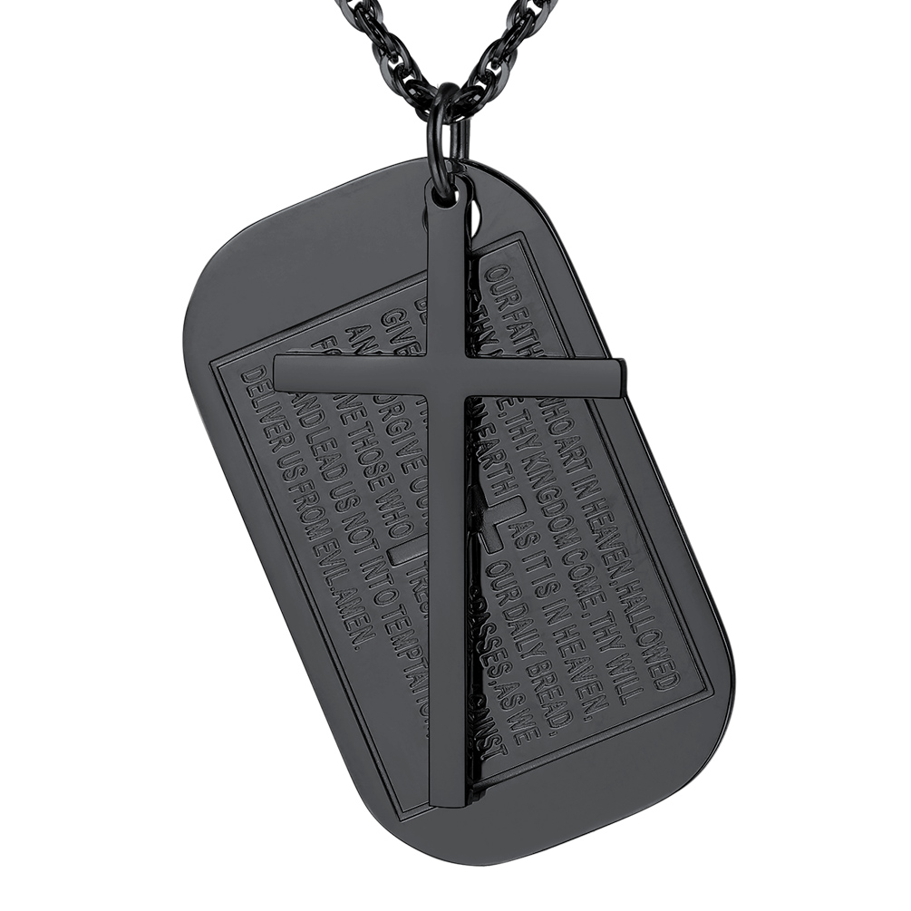 Black Cross Dogtag Christian Pendant