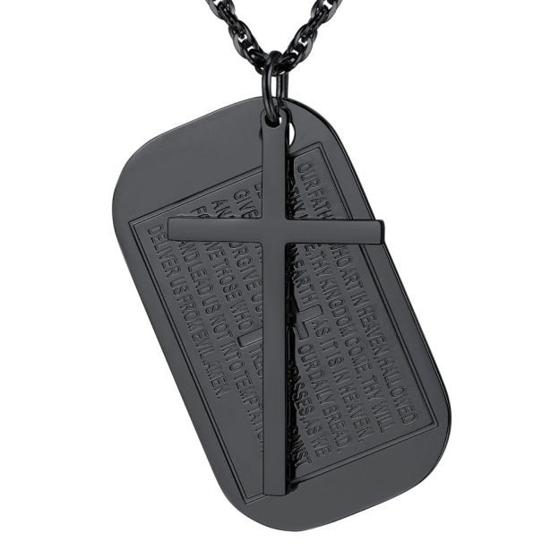 Black Cross Dogtag Christian Pendant