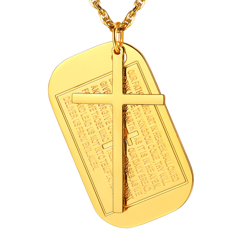Black Cross Dogtag Christian Pendant