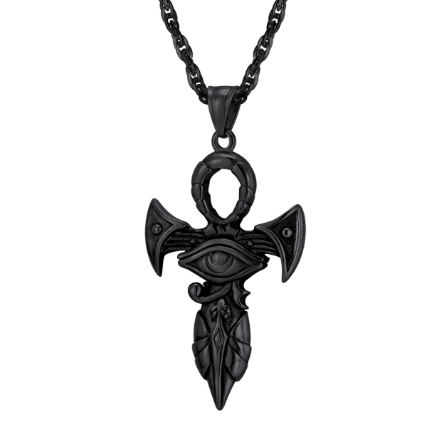 Black ankh cross pendant necklace