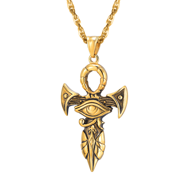 Gold ankh cross pendant necklace