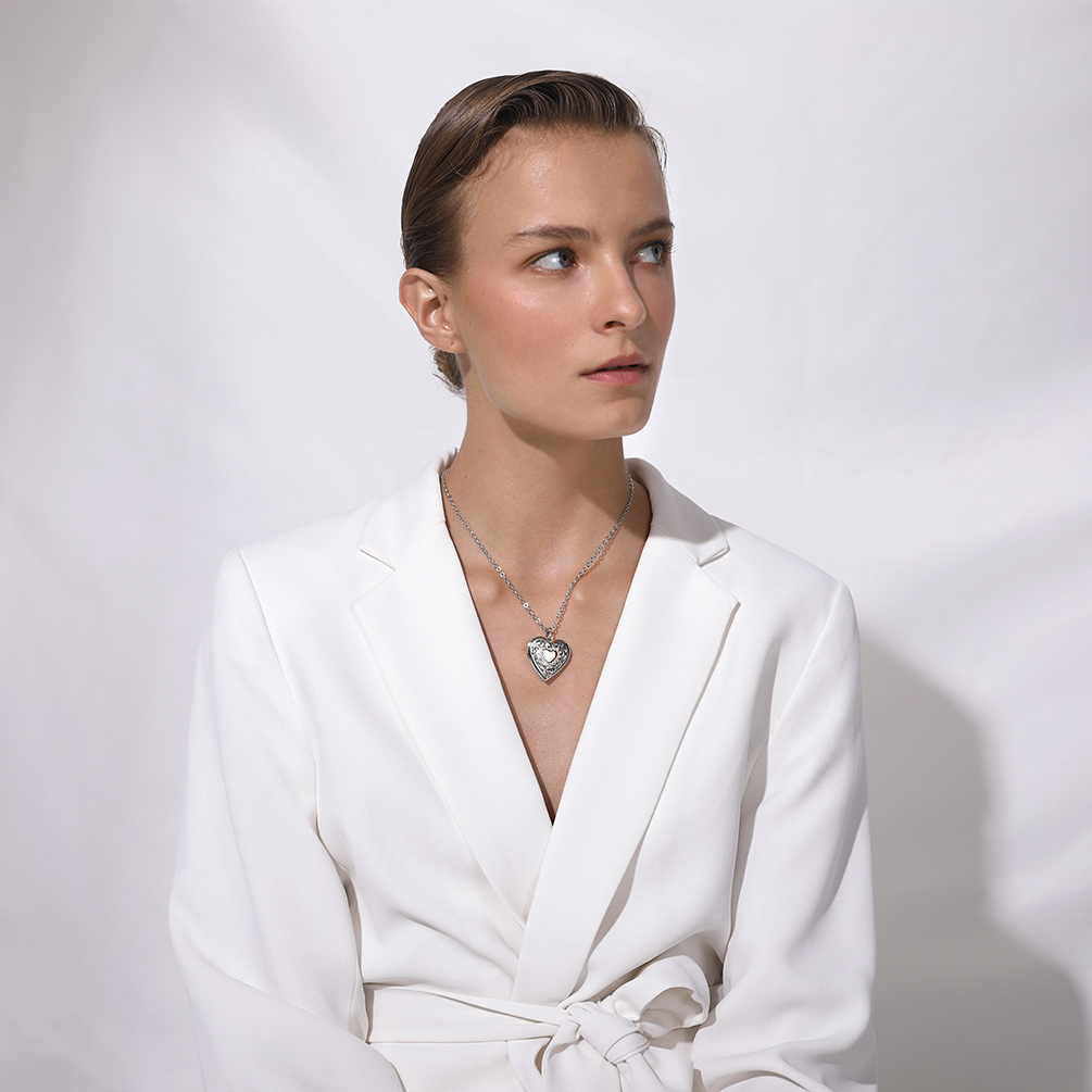 Sliver Customized Heart Necklace 