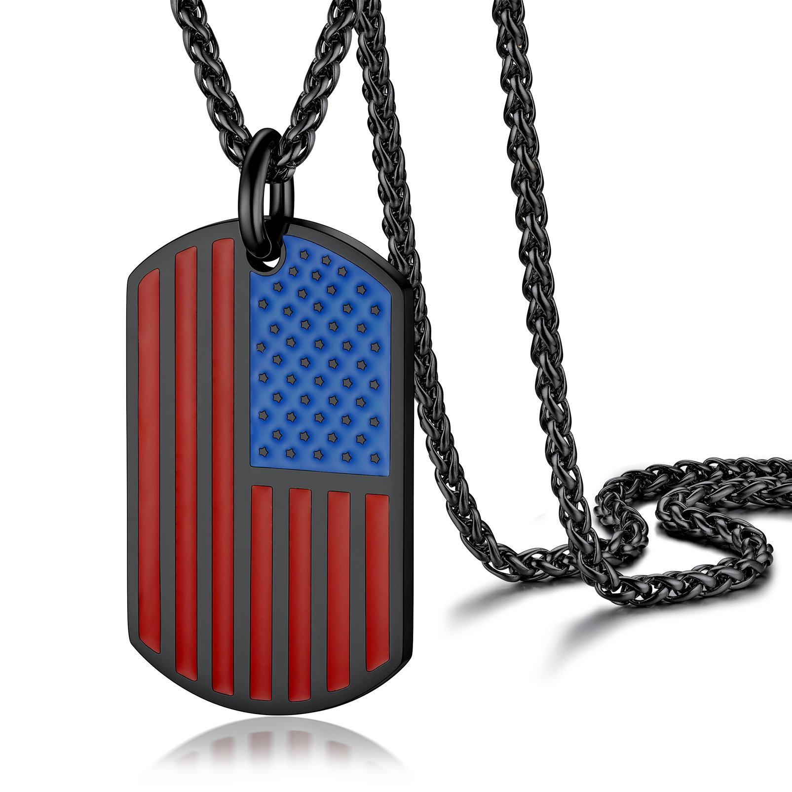 USA Flag Dog Tag Necklace
