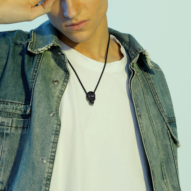Black Skull Necklace for Men