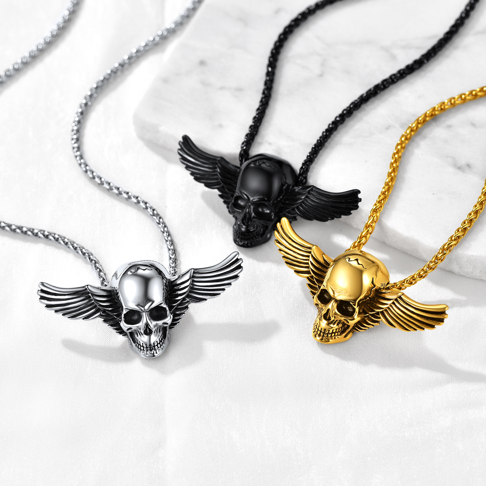 Halloween Wings Skull Necklace