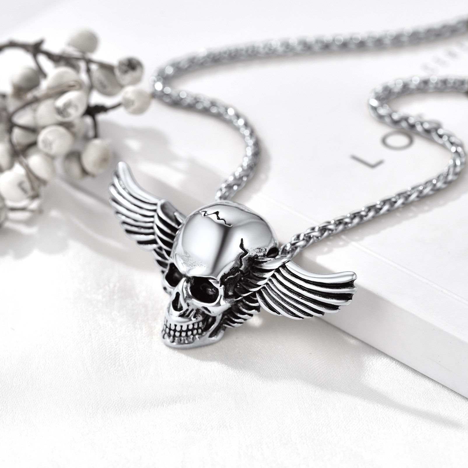 Halloween Wings Skull Necklace
