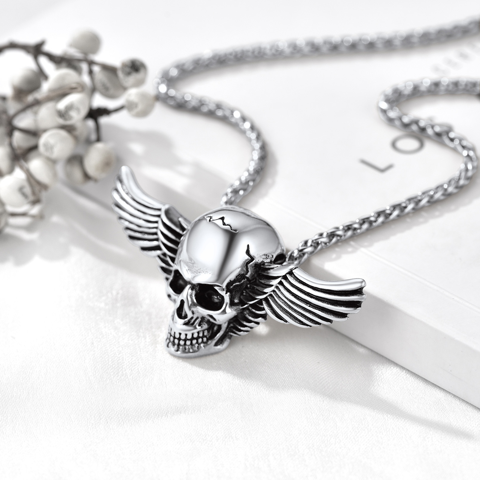 Halloween Wings Skull Necklace
