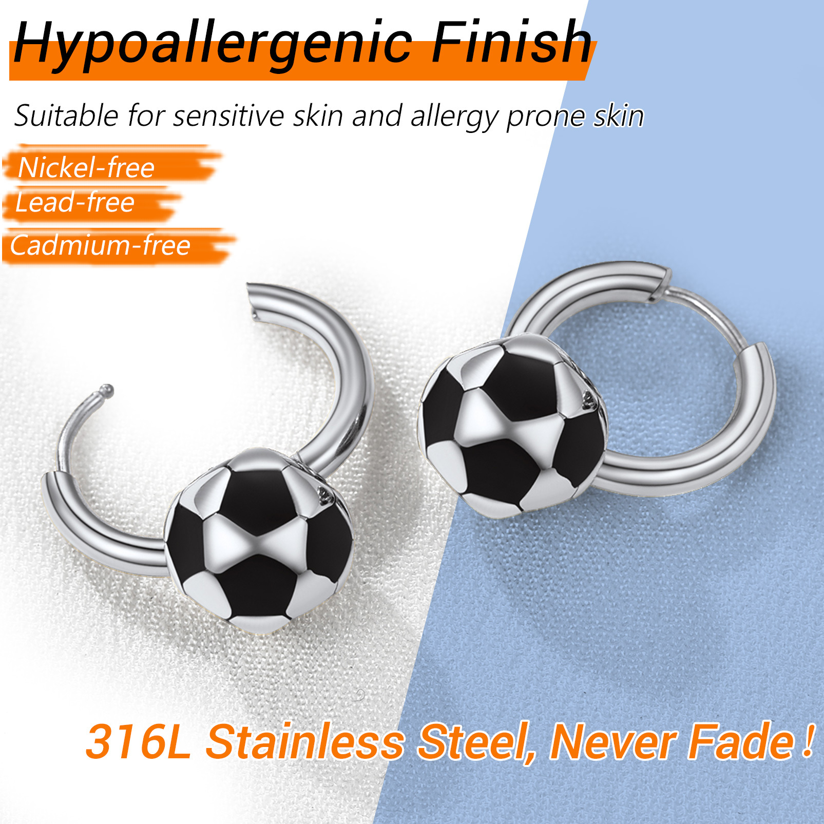 Hypoallergenic Soccer Ball Earrings