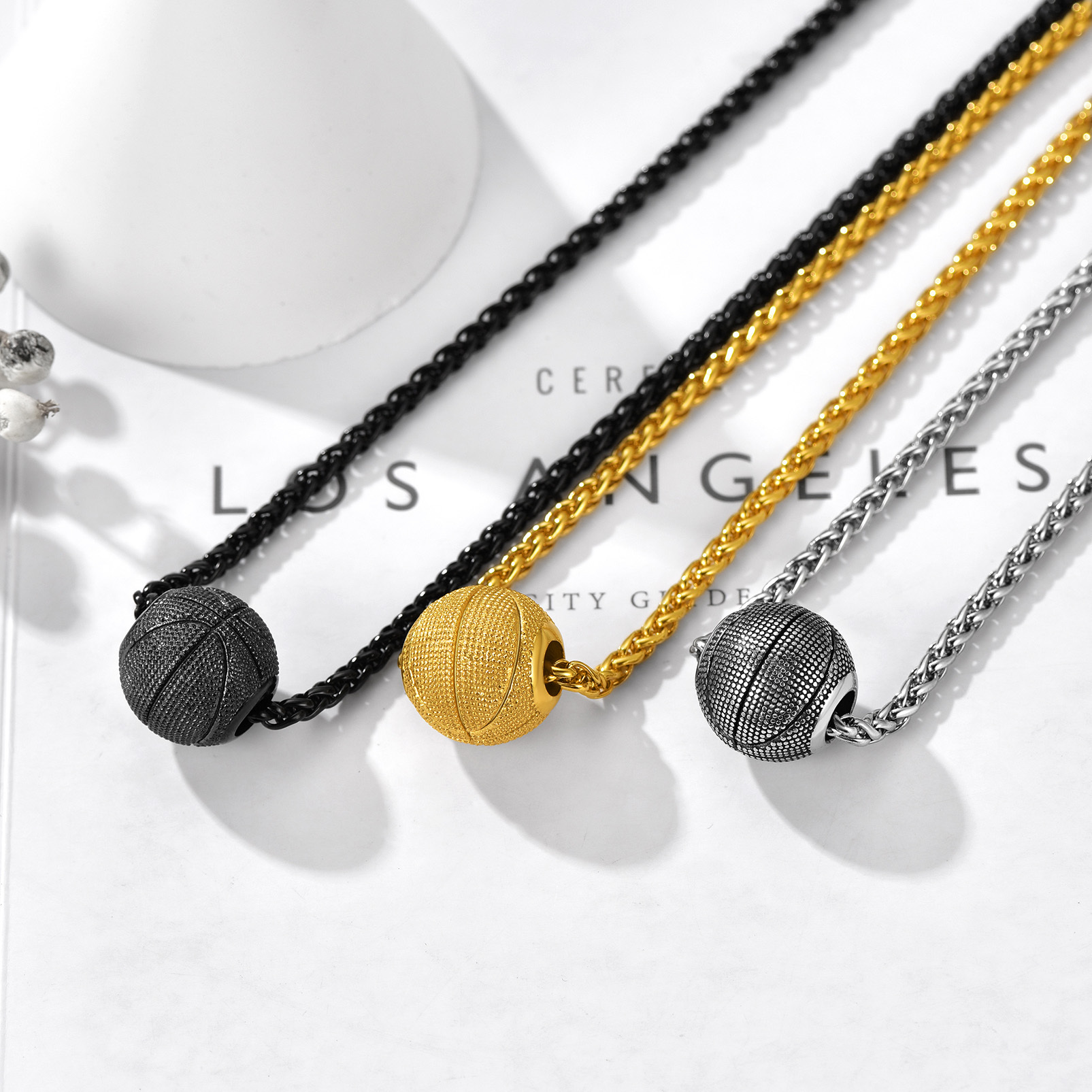 Gold Plated Basketball Necklace