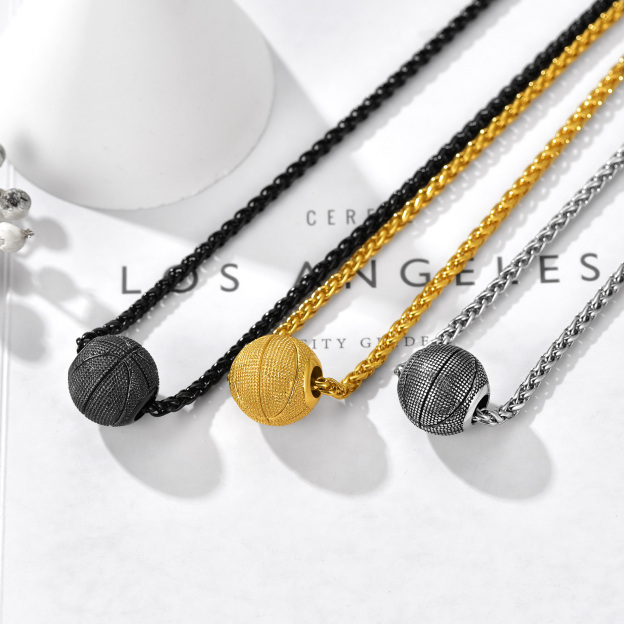 Gold Plated Basketball Necklace