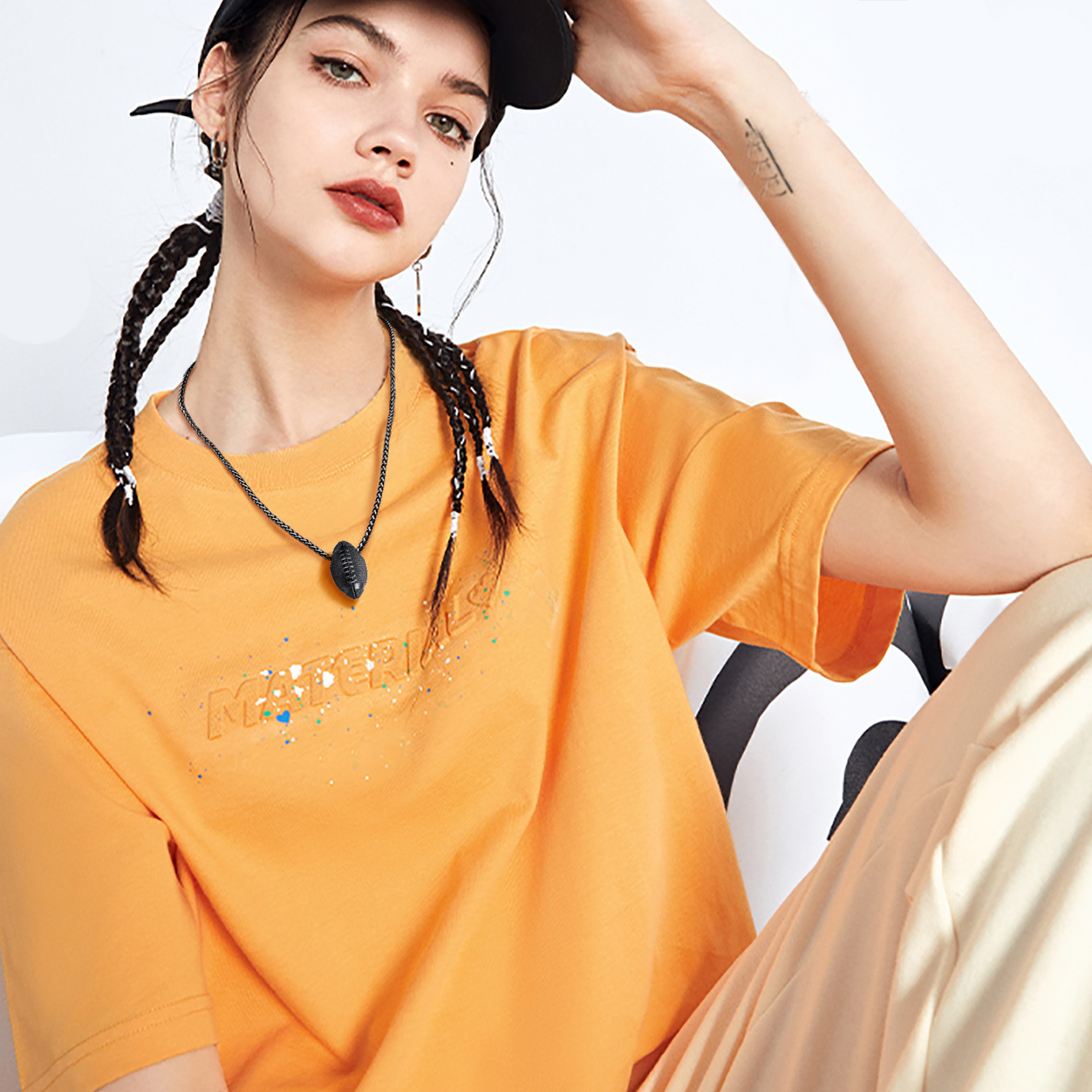 Football Gold Pendant Necklace