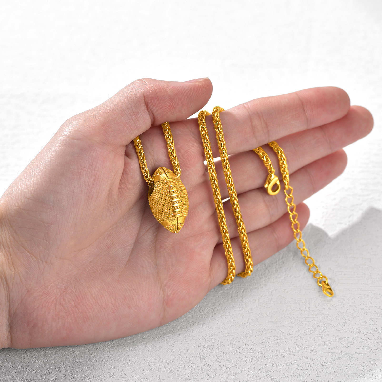 Football Gold Pendant Necklace