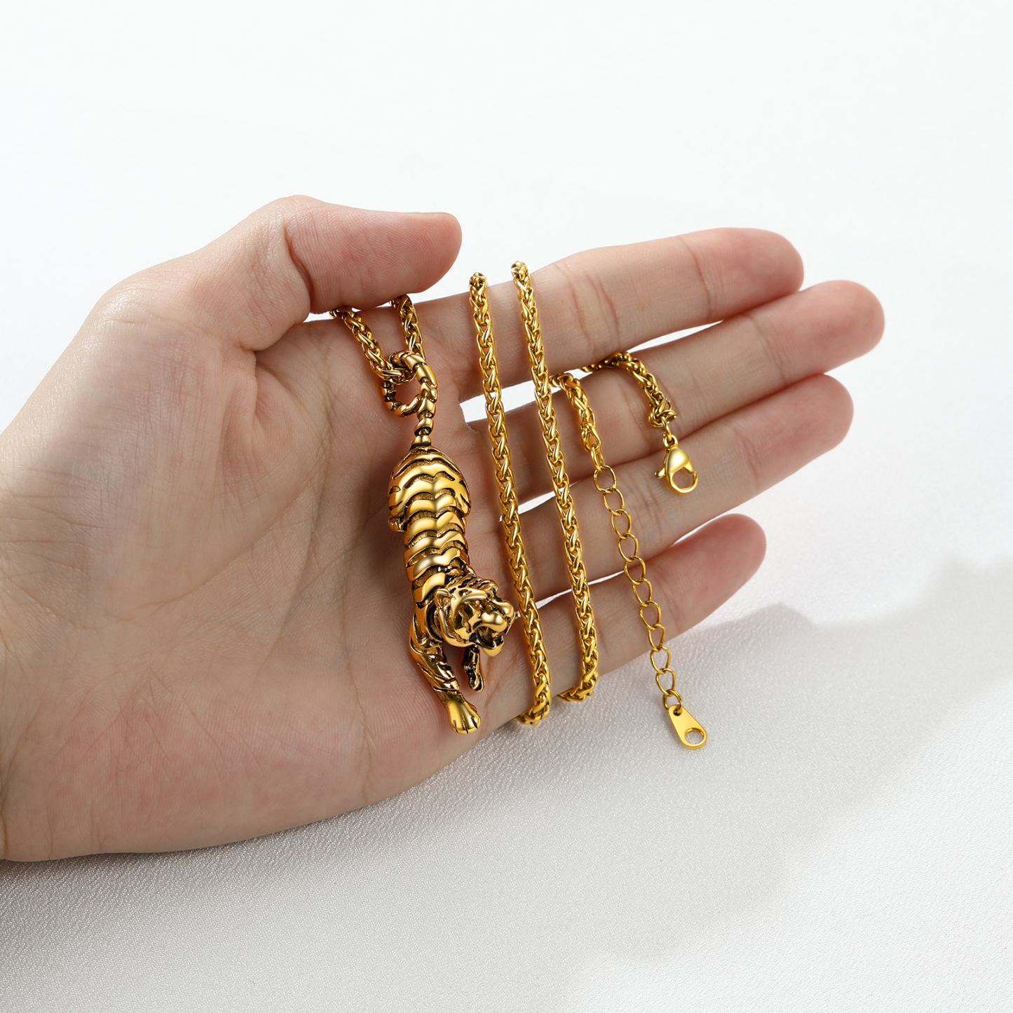 Gold Plated Tiger Pendant Necklace