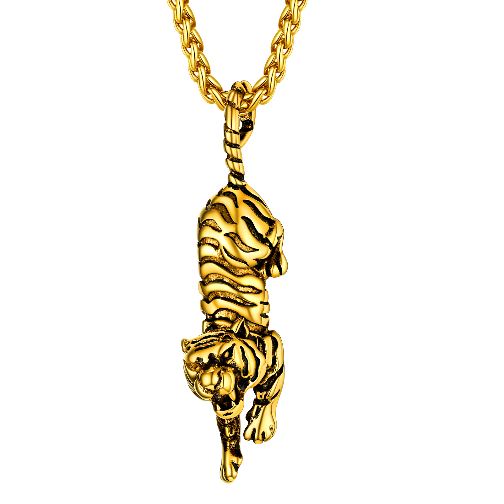 Gold Plated Tiger Pendant Necklace