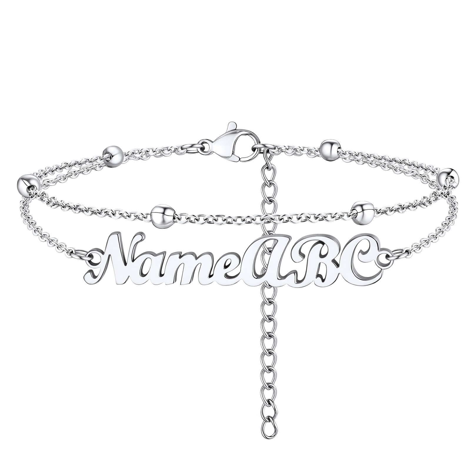 Stainless Steel Name Layered Anklets