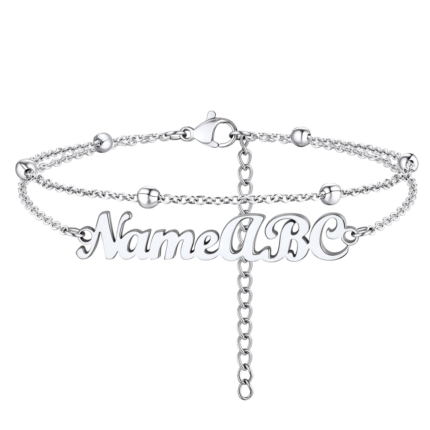 Stainless Steel Name Layered Anklets
