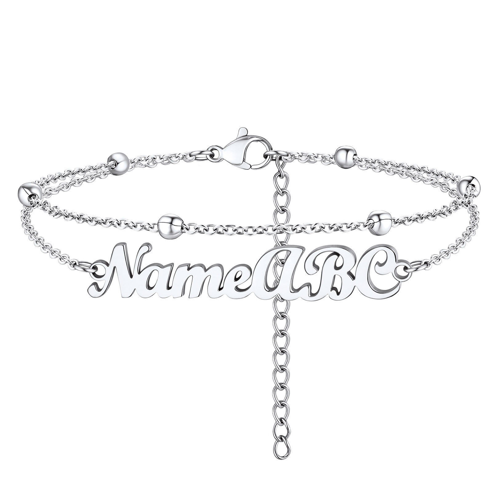 Stainless Steel Name Layered Anklets
