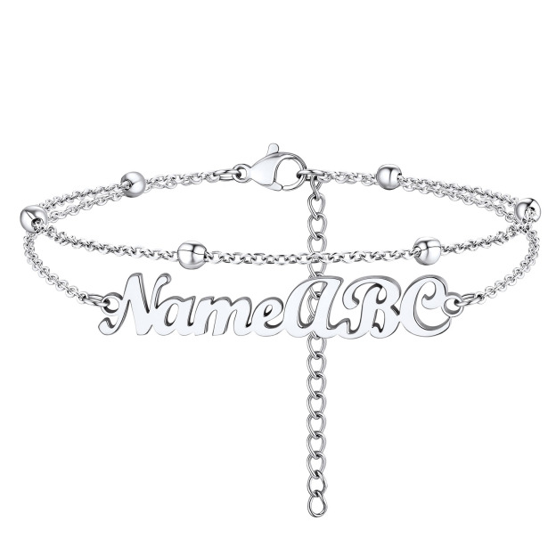 Stainless Steel Name Layered Anklets