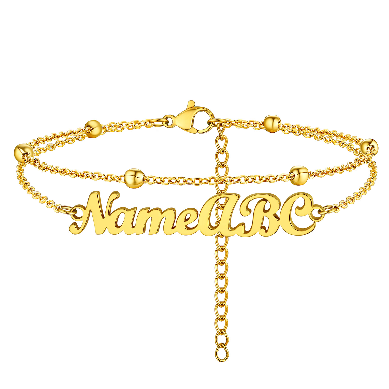 Stainless Steel Name Layered Anklets